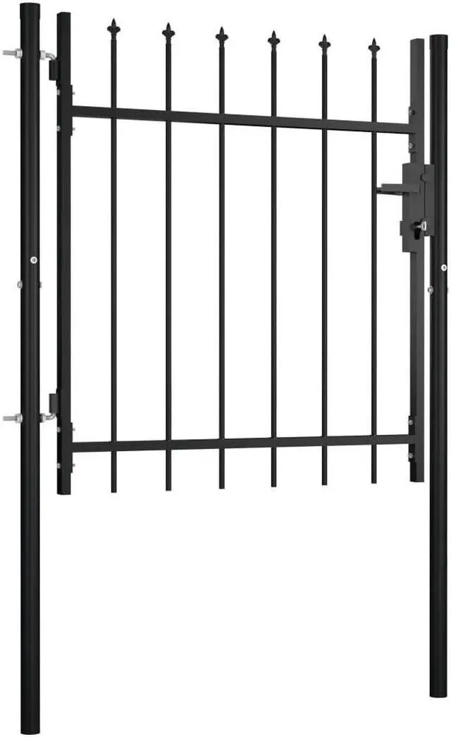 Alt view image 2 of 10 - vidaXL Door Fence Gate with Spear Top 39.4"x29.5" Outdoor Patio Garden Barrier