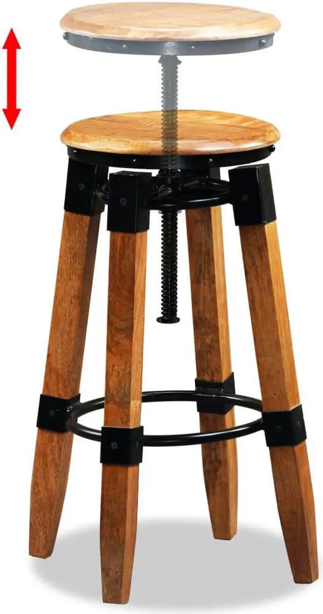 Alt view image 2 of 17 - vidaXL Bar Stools Adjustable Bar Seat Counter Height Stools 2 Pcs Solid Wood