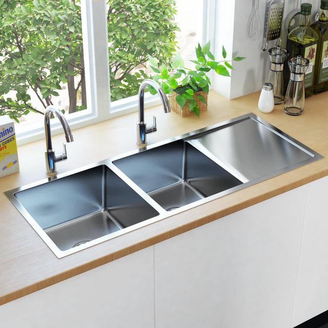 Pekoe® 35 x 18-Inch Stainless Steel Undermount Double-Bowl Kitchen Sink