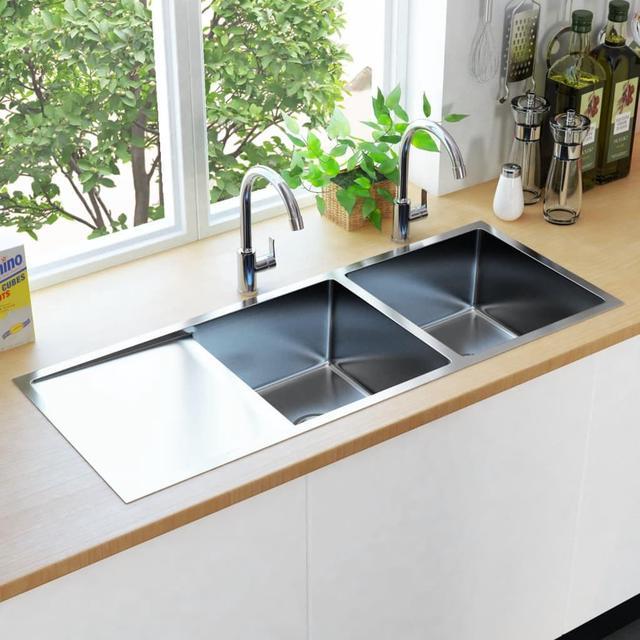 Pekoe® 35 x 18-Inch Stainless Steel Undermount Double-Bowl Kitchen Sink