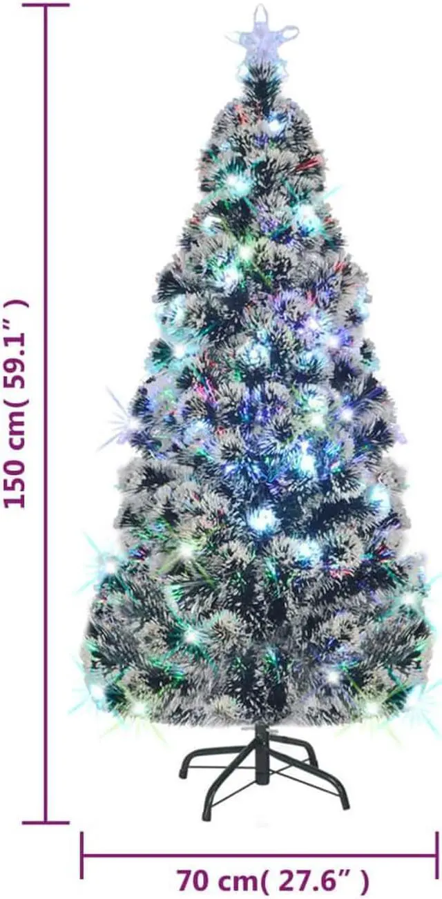 Alt view image 3 of 16 - vidaXL Pre-lit Christmas Tree Xmas Tree Decoration Green and White Fiber Optic