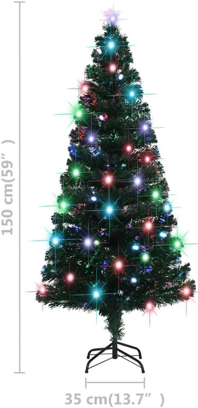 Alt view image 7 of 13 - vidaXL Artificial Christmas Tree with Stand/LED 59.1" Fiber Optic