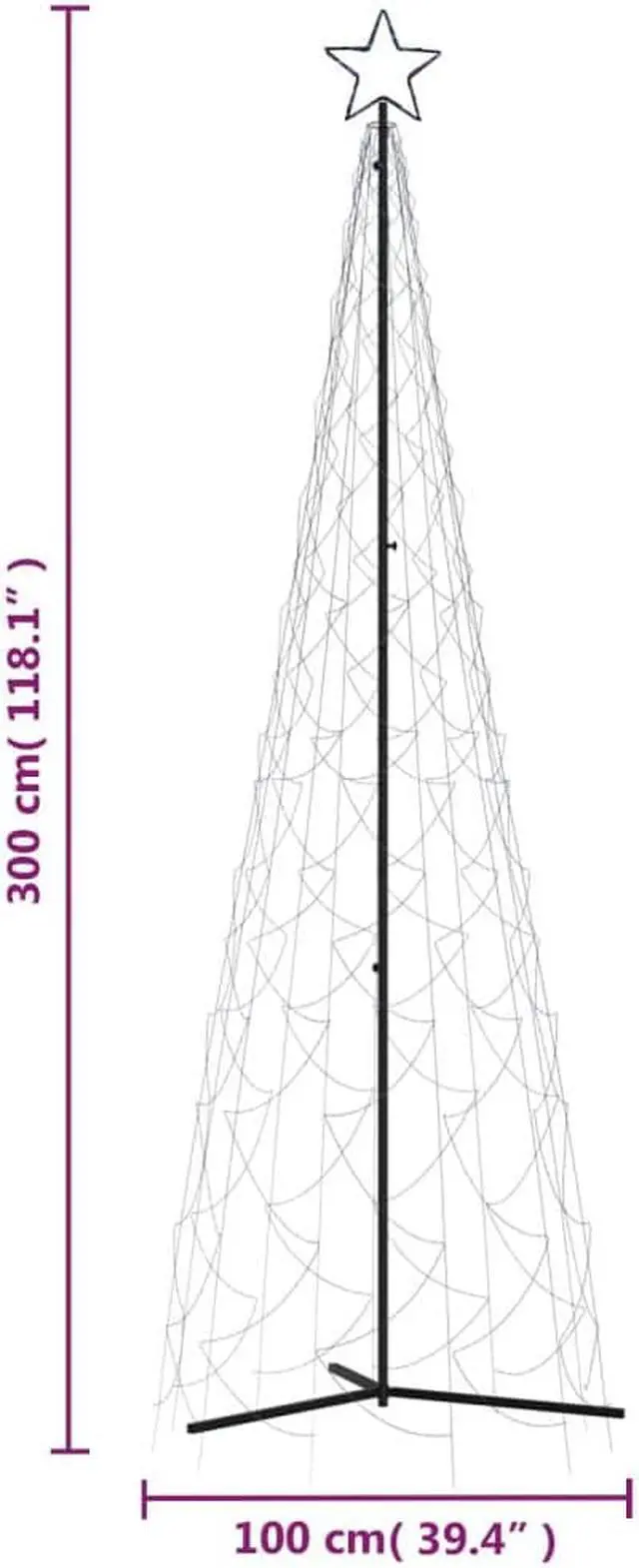 Alt view image 4 of 7 - vidaXL Christmas Cone Tree Blue 500 LEDs 39.4"x118.1"