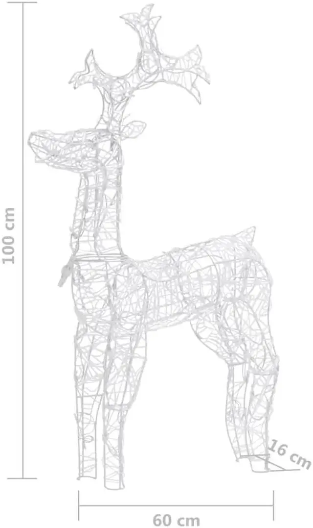 Alt view image 4 of 7 - vidaXL Reindeer Christmas Decoration 90 LEDs 23.6"x6.3"x39.4" Acrylic