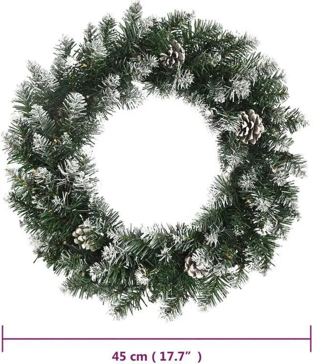 Alt view image 3 of 9 - vidaXL Christmas Wreath Artificial Xmas Garland with LED Lights Green PVC