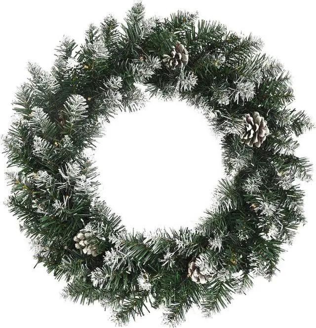 Alt view image 2 of 9 - vidaXL Christmas Wreath Artificial Xmas Garland with LED Lights Green PVC