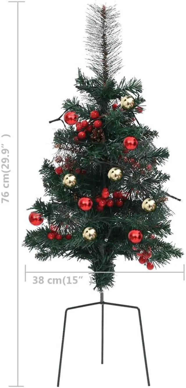 Alt view image 4 of 15 - vidaXL Artificial Pathway Pre-lit Christmas Tree Xmas Tree Decoration 2 Pcs PVC