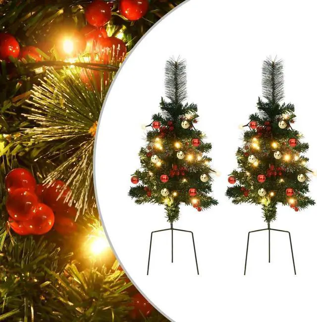 Main image of vidaXL Artificial Pathway Pre-lit Christmas Tree Xmas Tree Decoration 2 Pcs PVC