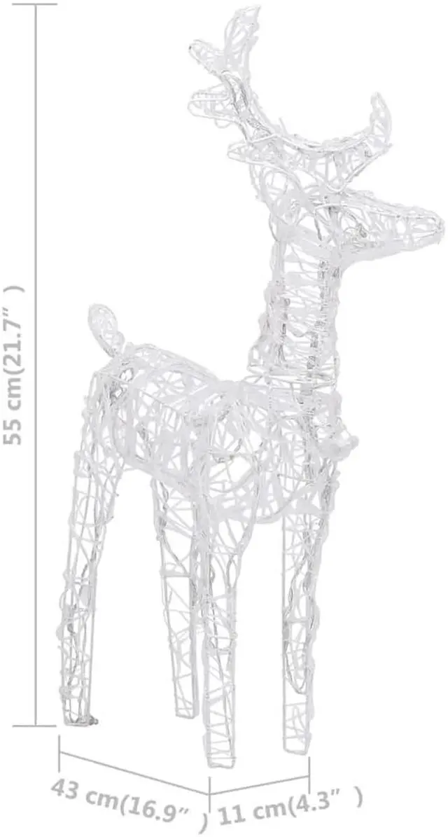 Alt view image 4 of 15 - vidaXL Christmas Reindeers 2 Pcs Light Display with 80 LEDs Cold White Acrylic