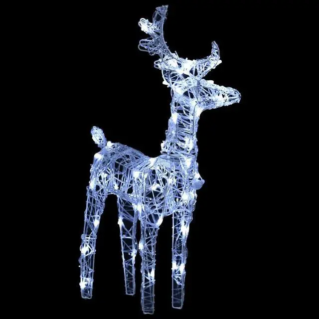 Alt view image 5 of 15 - vidaXL Christmas Reindeers 2 Pcs Light Display with 80 LEDs Cold White Acrylic