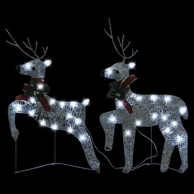 Alt view image 2 of 15 - vidaXL Christmas Reindeers 2 Pcs Christmas Lighting Display with 40 LEDs Silver