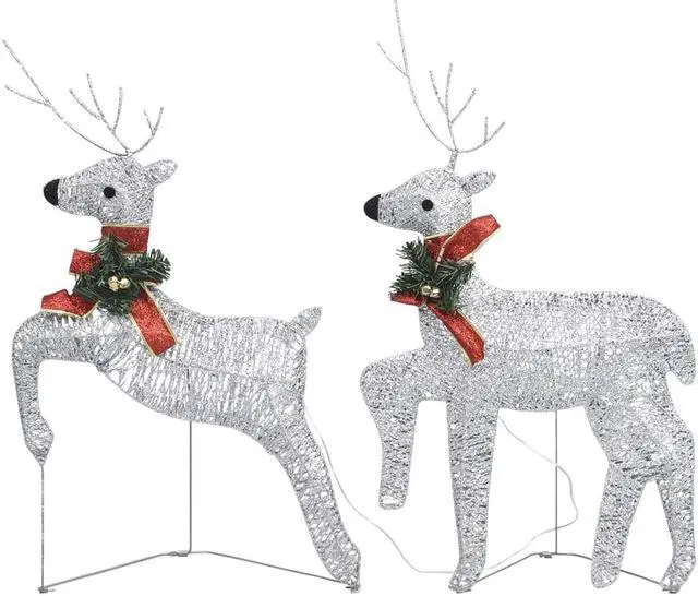 Alt view image 3 of 15 - vidaXL Christmas Reindeers 2 Pcs Christmas Lighting Display with 40 LEDs Silver