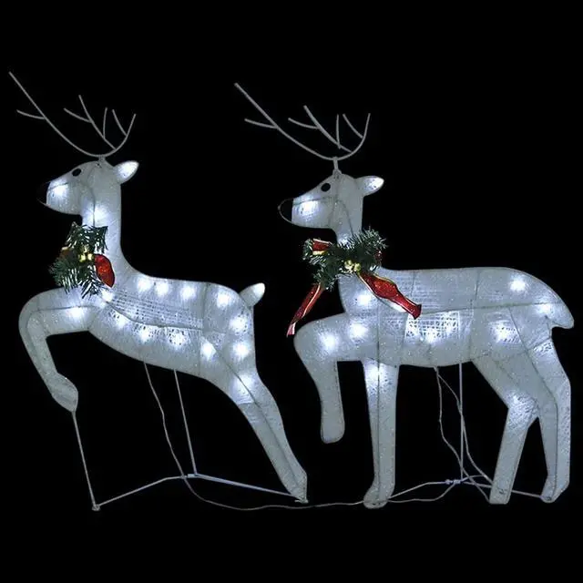 Alt view image 6 of 14 - vidaXL Christmas Reindeers 2 Pcs Christmas Lighting Display with 40 LEDs White