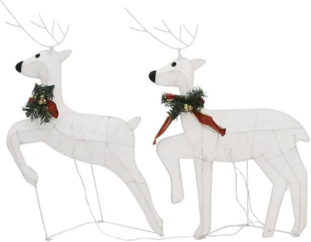 Alt view image 3 of 14 - vidaXL Christmas Reindeers 2 Pcs Christmas Lighting Display with 40 LEDs White