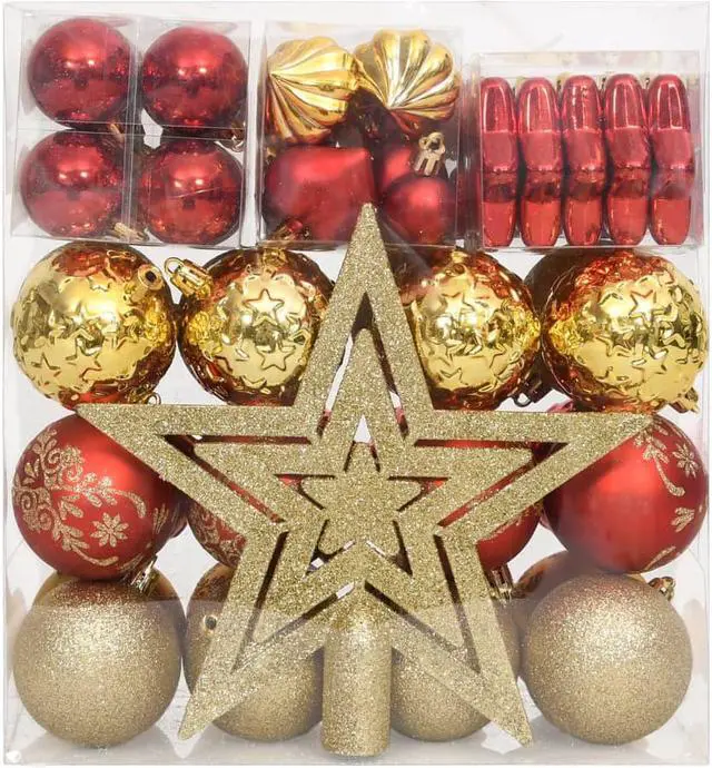 Alt view image 2 of 16 - vidaXL Christmas Bauble Set 70 Piece Christmas Ball for Xmas Tree Gold and Red