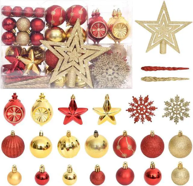 Main image of vidaXL Christmas Bauble Set Christmas Ball Ornament 108 Piece Gold and Red