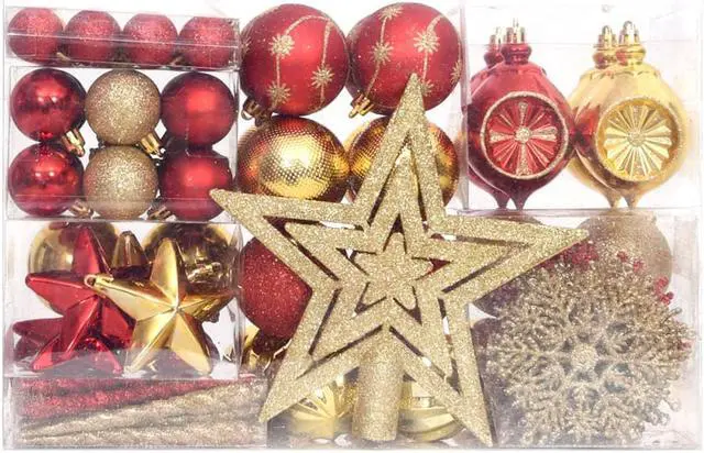 Alt view image 2 of 15 - vidaXL Christmas Bauble Set Christmas Ball Ornament 108 Piece Gold and Red