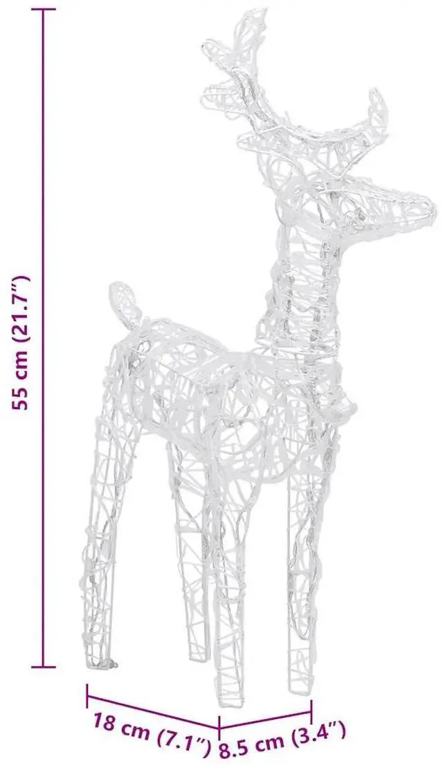 Alt view image 4 of 7 - vidaXL Reindeers & Sleigh Christmas Decoration 160 LEDs 51.2" Acrylic