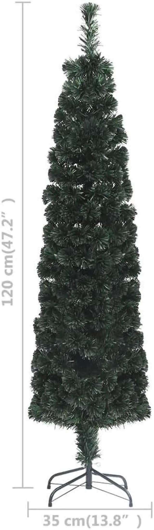 Alt view image 16 of 16 - vidaXL Artificial Slim Christmas Tree with Stand 47.2" Fiber Optic