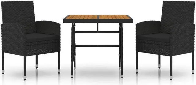 Alt view image 2 of 7 - vidaXL Patio Dining Set Outdoor Dining Table and Chair 7 Piece Aluminum Black