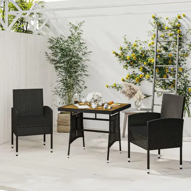 Main image of vidaXL Patio Dining Set Outdoor Dining Table and Chair 7 Piece Aluminum Black