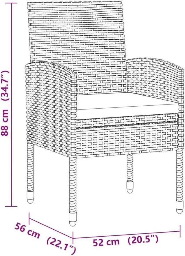 Alt view image 4 of 7 - vidaXL Patio Dining Set Outdoor Dining Table and Chair 7 Piece Aluminum Black