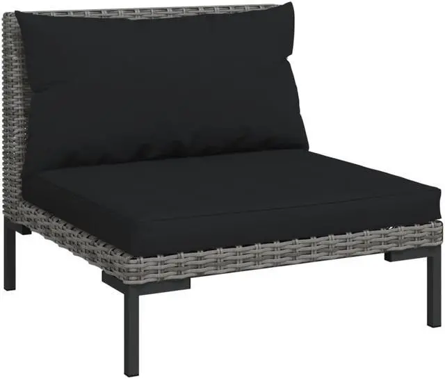 Alt view image 3 of 7 - vidaXL Patio Lounge Set Table and Sofas Outdoor Garden Gray Poly Rattan 2 Piece