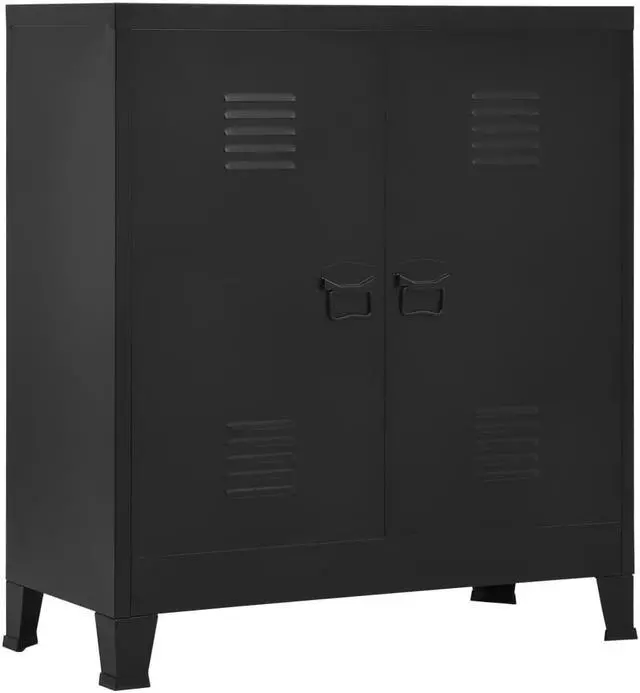 Main image of vidaXL File Cabinet Sideboard Storage Chest Cabinet with Doors Black Steel