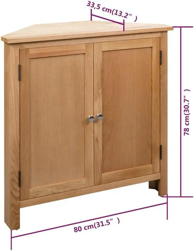 Alt view image 3 of 17 - vidaXL Solid Oak Wood Corner Cabinet Space Saving Storage 31.4" Hallway Shelf