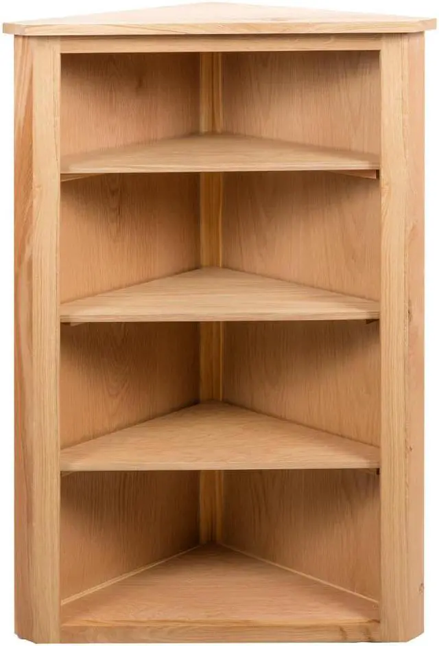 Alt view image 2 of 16 - vidaXL Solid Oak Wood Corner Shelf Space Saving Storage 23.2" Hallway Shelf