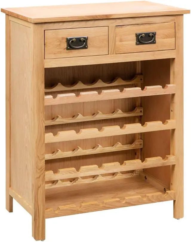 Main image of vidaXL Wine Cabinet Bottle Holder 2 Drawers Floor Wine Cabinet Solid Oak Wood