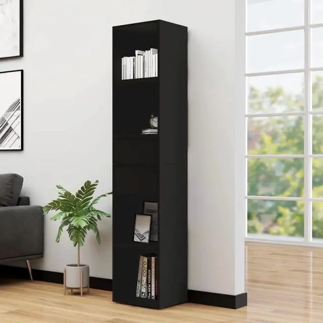 Main image of vidaXL Book Cabinet Black Engineered Wood Bookcase Book Shelf Rack Organizer