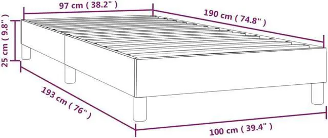 Alt view image 4 of 17 - vidaXL Bed Frame Box Spring Bed Frame Base Light Gray 39.4"x74.8" Twin Fabric