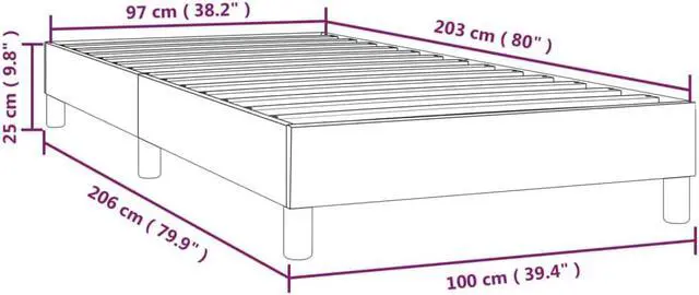 Alt view image 4 of 15 - vidaXL Bed Frame Base Bedroom Furniture Light Gray 39.4"x79.9" Twin XL Fabric