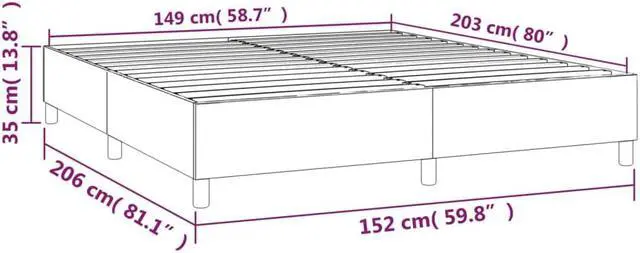 Alt view image 4 of 13 - vidaXL Bed Frame Box Spring Bed Frame Base Dark Gray 59.8"x79.9" Queen Velvet