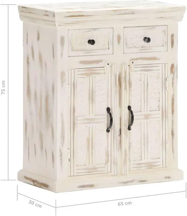 Alt view image 3 of 18 - vidaXL Sideboard Storage Side Cabinet for Living Room White Solid Wood Mango