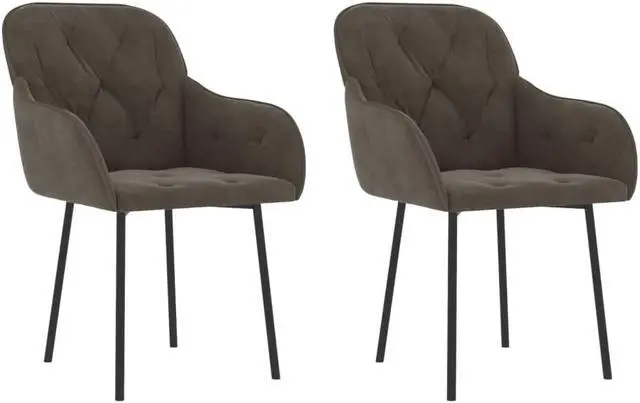 Alt view image 7 of 12 - vidaXL Dining Chairs 2 pcs Light Gray Velvet