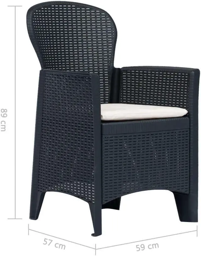 Alt view image 3 of 7 - vidaXL Patio Dining Set 5 Piece Furniture Set Table Set Plastic Anthracite