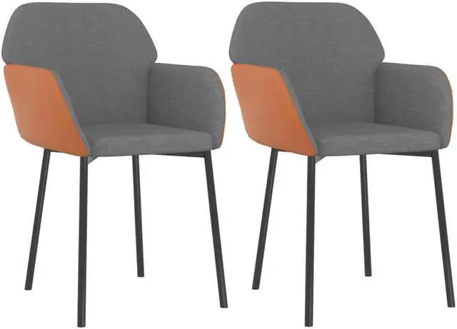 Alt view image 2 of 15 - vidaXL Dining Chairs 2 Pcs for Living Room Light Gray Fabric and Faux Leather