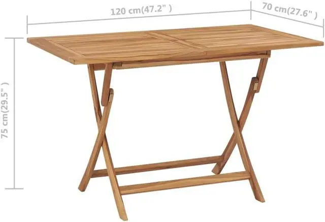 Alt view image 4 of 7 - vidaXL Patio Dining Set 5 Piece Outdoor Folding Table Chairs Solid Teak Wood