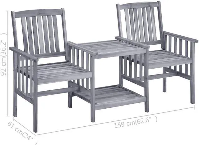 Alt view image 4 of 7 - vidaXL Patio Bistro Set Table and Chairs Conversation Set Solid Wood Acacia