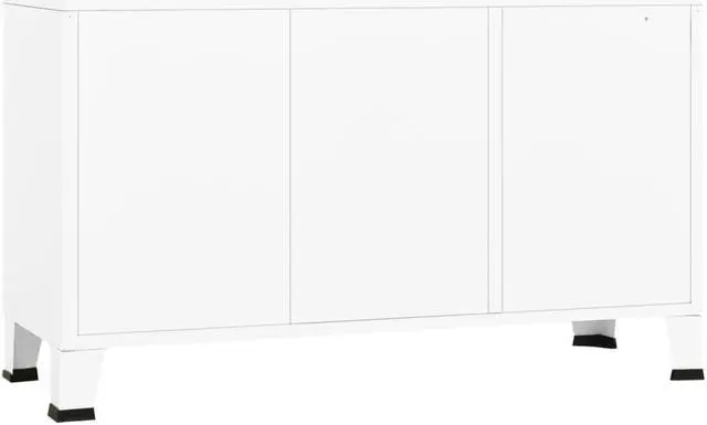 Alt view image 5 of 16 - vidaXL Sideboard Industrial Storage Cabinet with Handle White Metal and Glass