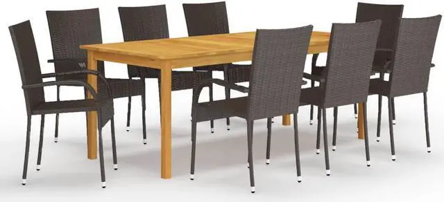 Main image of vidaXL Patio Dining Set 9 Pieces Brown Outdoor Garden Dinner Lounge Seating