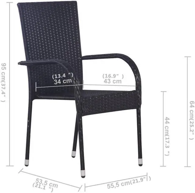 Alt view image 3 of 7 - vidaXL Patio Dining Set 5 Piece Outdoor Dining Table and Rattan Chairs Black