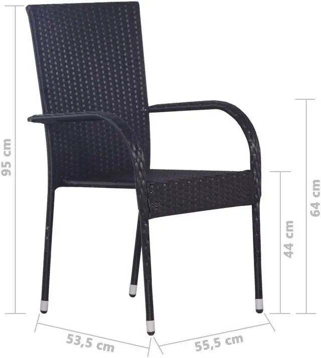 Alt view image 4 of 7 - vidaXL Patio Dining Set 7 Piece Outdoor Table and Chair Set Poly Rattan Black