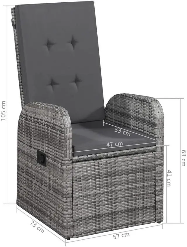 Alt view image 3 of 5 - vidaXL Patio Dining Set Outdoor Dining Set Table and Chair Set 5 Piece Gray