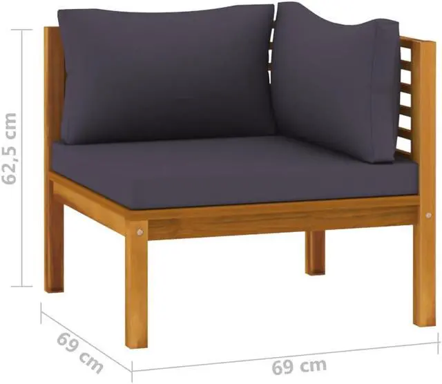 Alt view image 4 of 7 - vidaXL Patio Lounge Set Outdoor Sectional Sofa Set 5 Piece Solid Wood Acacia