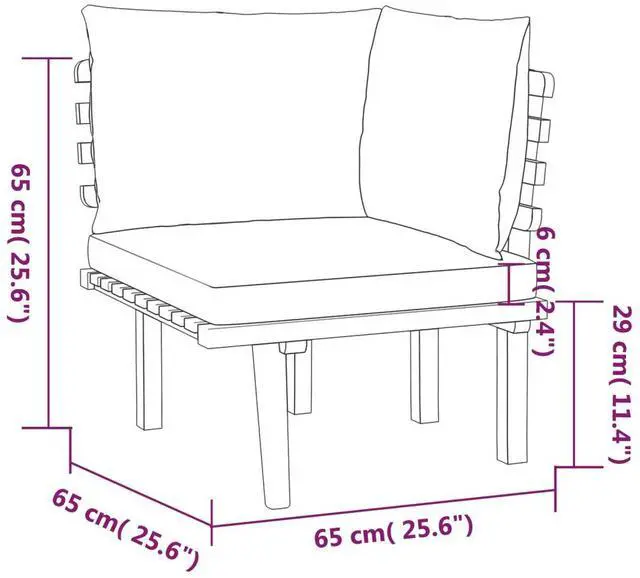 Alt view image 11 of 11 - vidaXL 3 Piece Patio Lounge Set with Cushions Solid Acacia Wood
