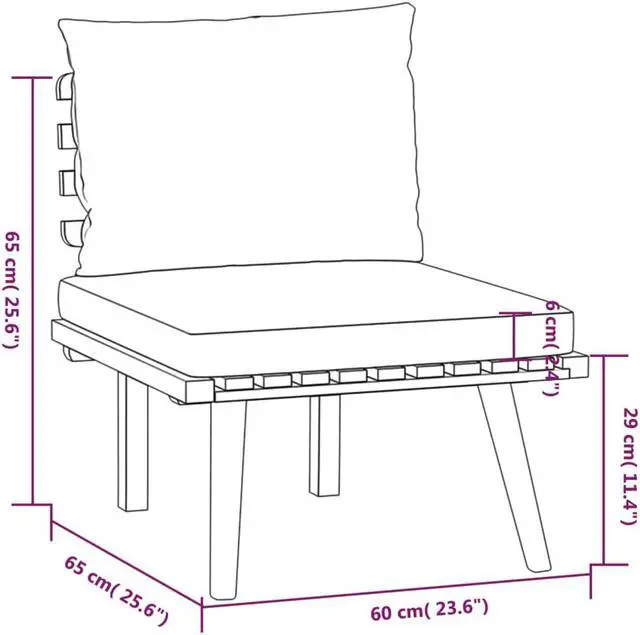 Alt view image 10 of 10 - vidaXL 4 Piece Patio Lounge Set with Cushions Solid Acacia Wood