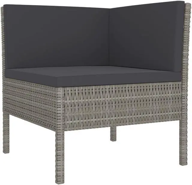Alt view image 6 of 12 - vidaXL 2 Piece Garden Lounge Set with Cushions Poly Rattan Gray